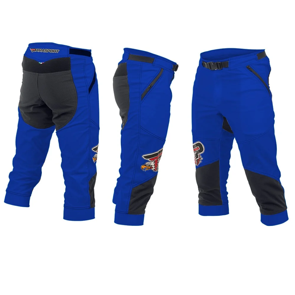 Pantaloni da lancio Chillin Parasport blu, viste anteriore e posteriore Pantaloni da lancio Chillin Parasport blu, viste anteriore e posteriore